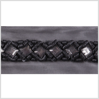 1.125" Black Beaded Sequin Trim
