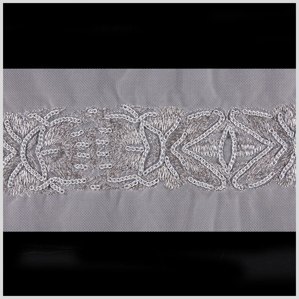 White Metal Chain Bead Trim