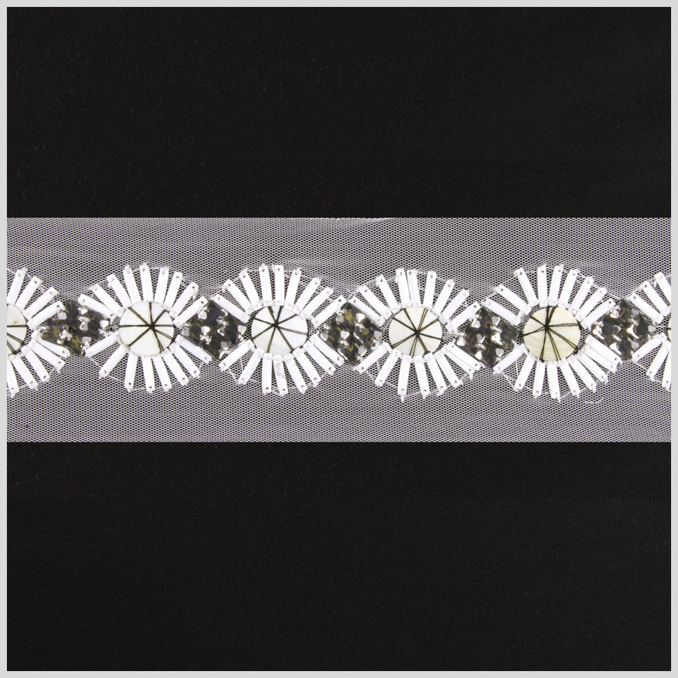 White Fancy Beaded Trim