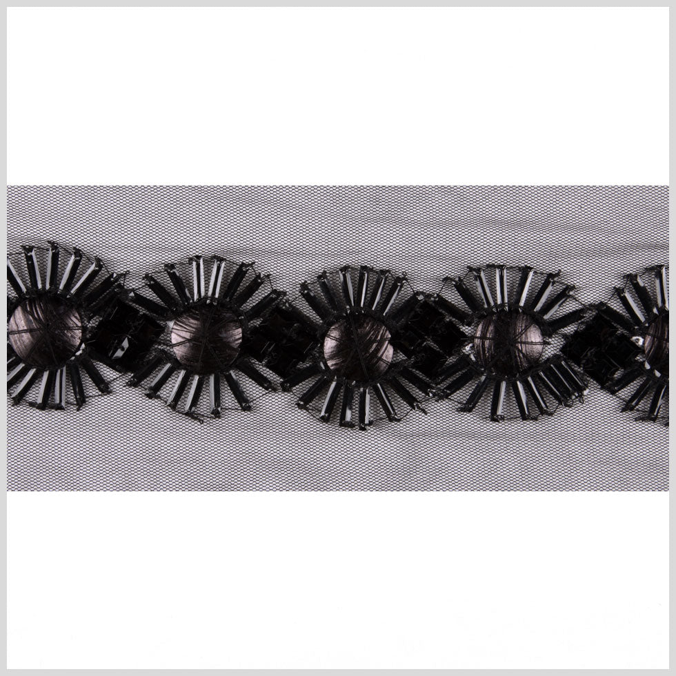 2 Black Fancy Beaded Trim