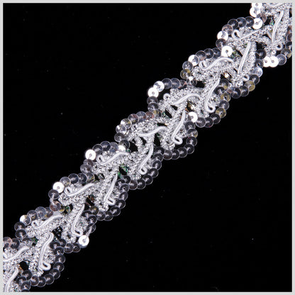 1" Silver Fancy Sequin Trim