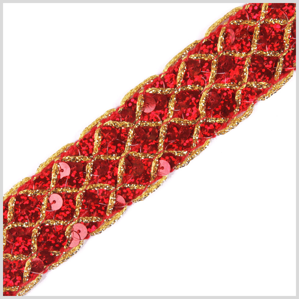 1.375 Red/Gold Fancy Sequin Trim
