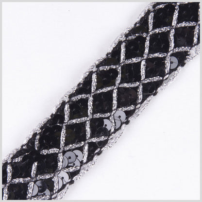 1.375 Black/Silver Fancy Sequin Trim