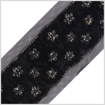 Black/Gunmetal Fancy Beaded Trim