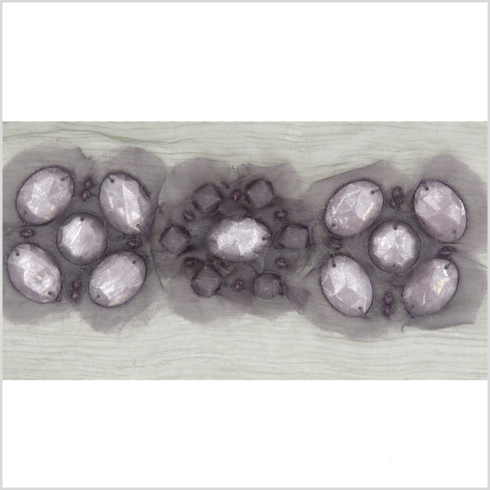 3 Gray Fancy Beaded Trim
