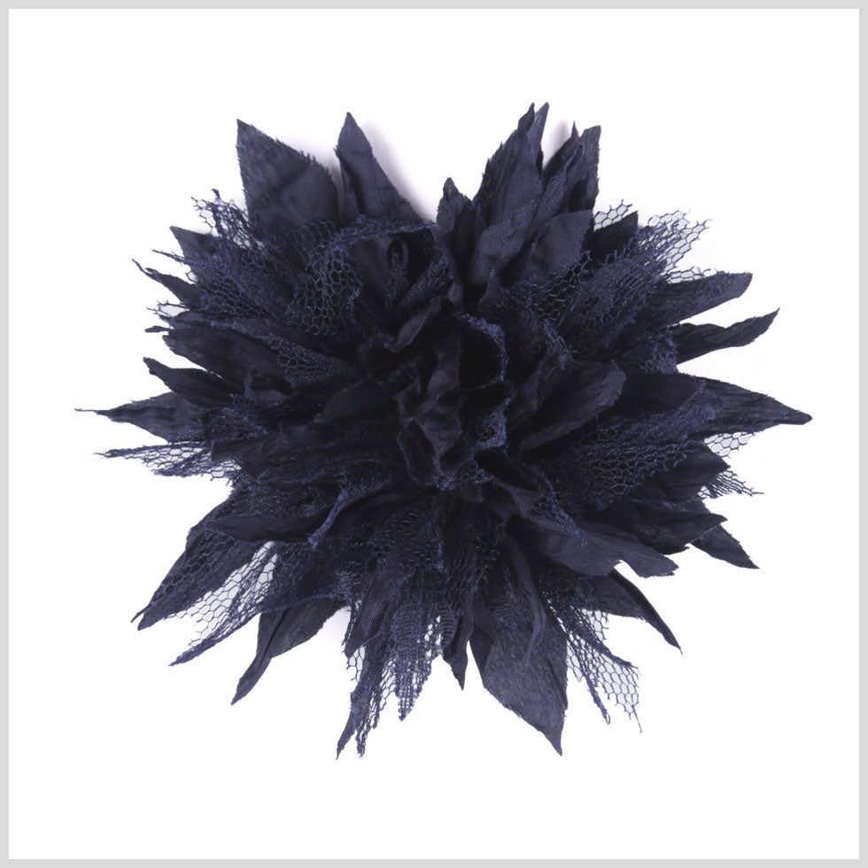 Blue Fabric Flower Brooch