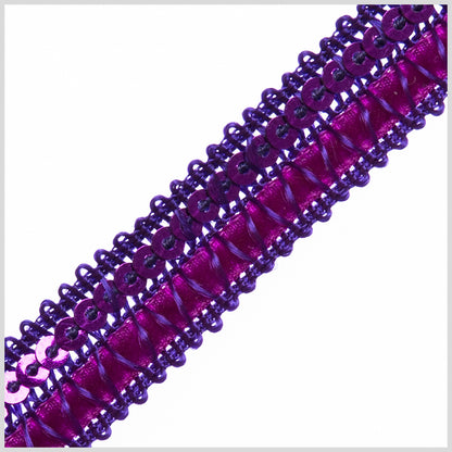 Purple Velvet Sequin Ribbon - 0.5" Detail