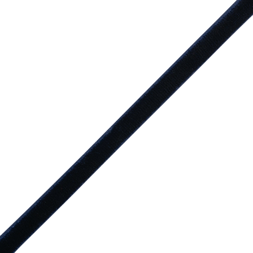 Navy Stretch Velvet Ribbon - 0.25" Folded