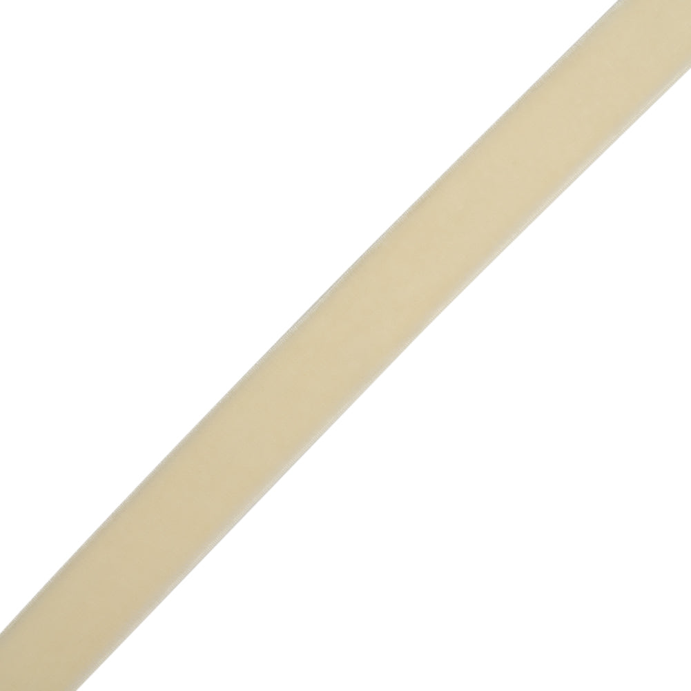Stretch Velvet Ribbon Trim Made in Italy - 0.625" - Ivory - Gislaine Collection Folded