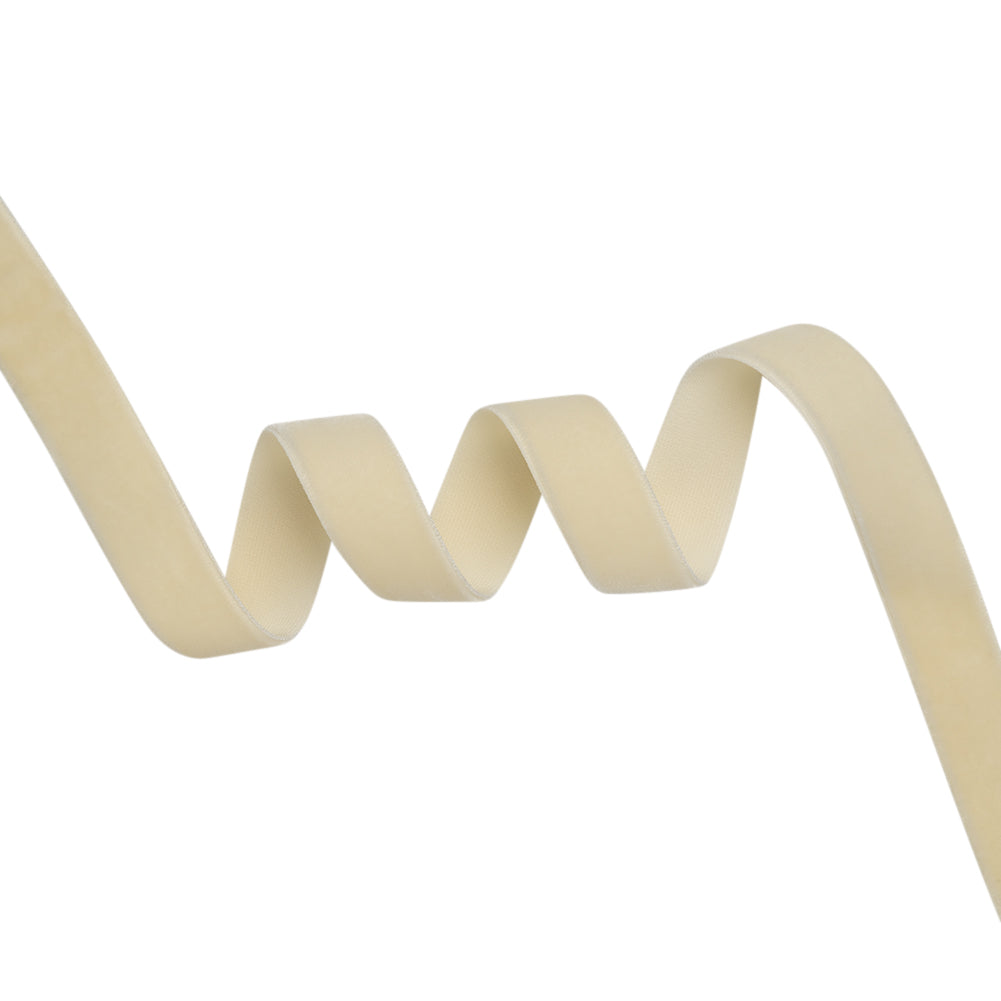 Stretch Velvet Ribbon Trim Made in Italy - 0.625" - Ivory - Gislaine Collection