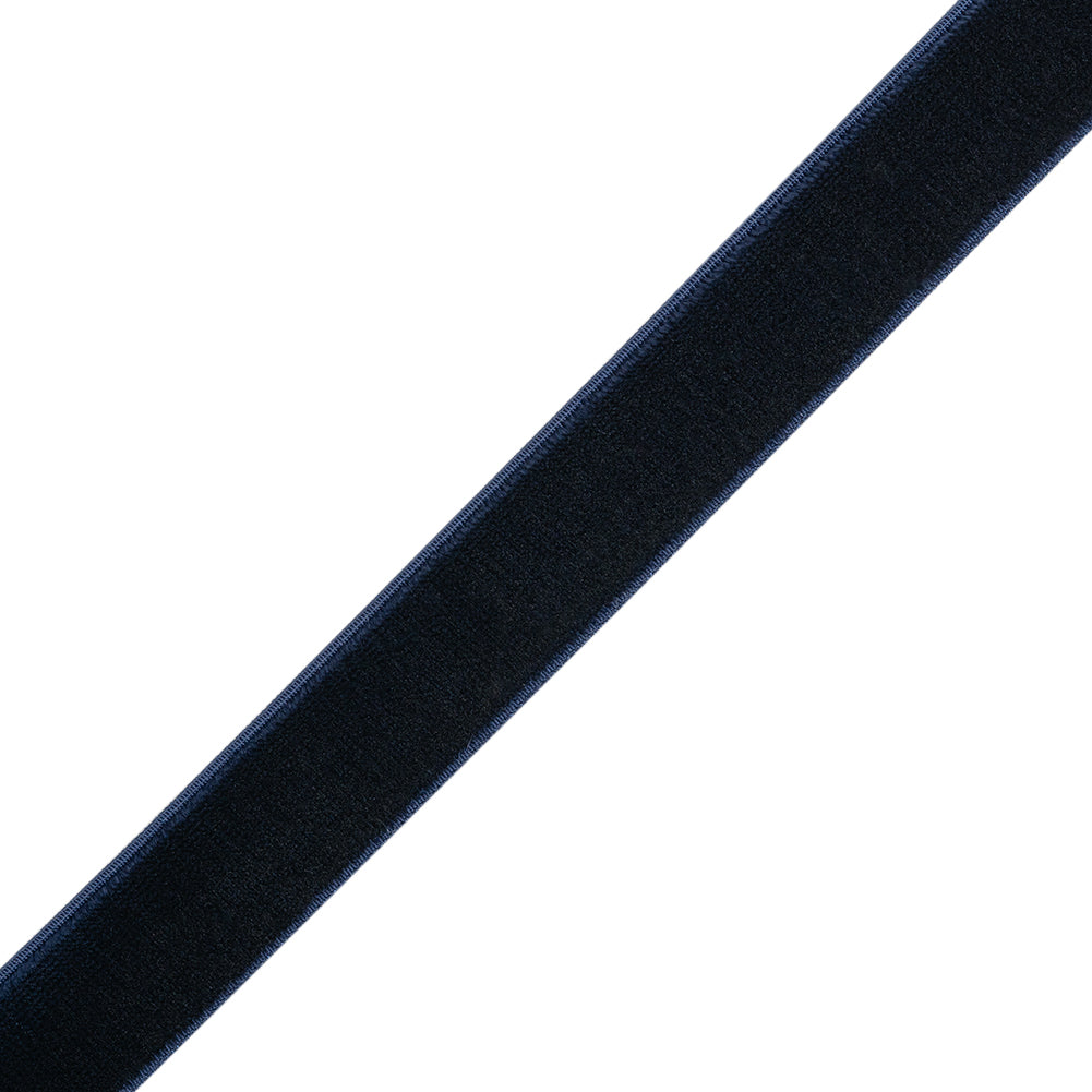 Stretch Velvet Ribbon Trim Made in Italy - 0.625" - Navy - Gislaine Collection Folded