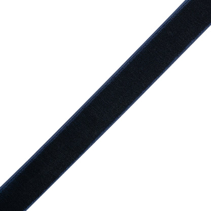 Stretch Velvet Ribbon Trim Made in Italy - 0.625" - Navy - Gislaine Collection Folded