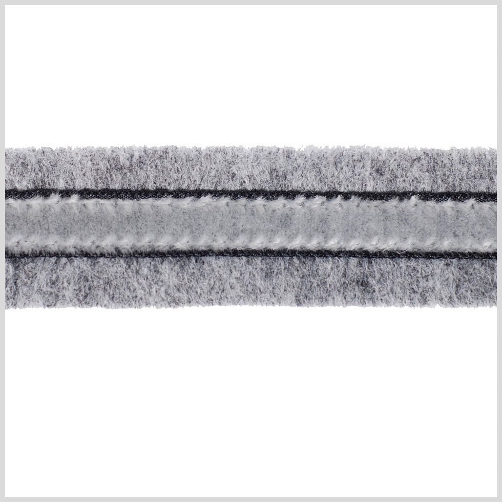 Heathered Gray and Gray Velvet on Wool - 1"