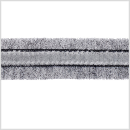 Heathered Gray and Gray Velvet on Wool - 1"