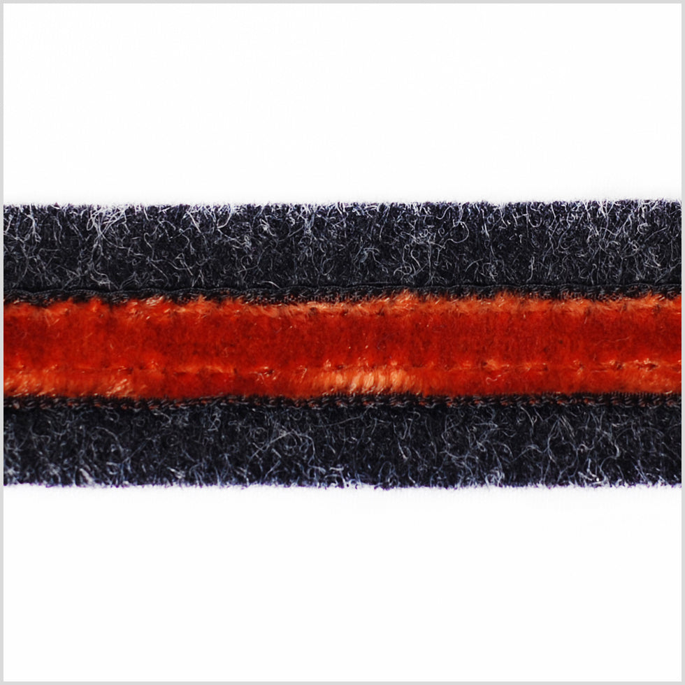 Heathered Slate and Orange Velvet on Wool - 1