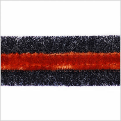 Heathered Slate and Orange Velvet on Wool - 1