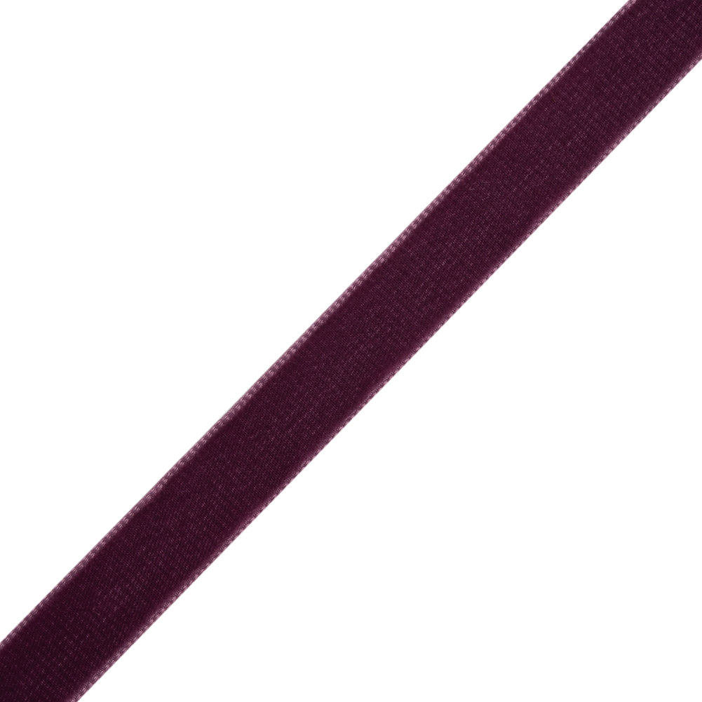 Double Faced Velvet Ribbon Made in Italy - 5/8" - Plum Folded