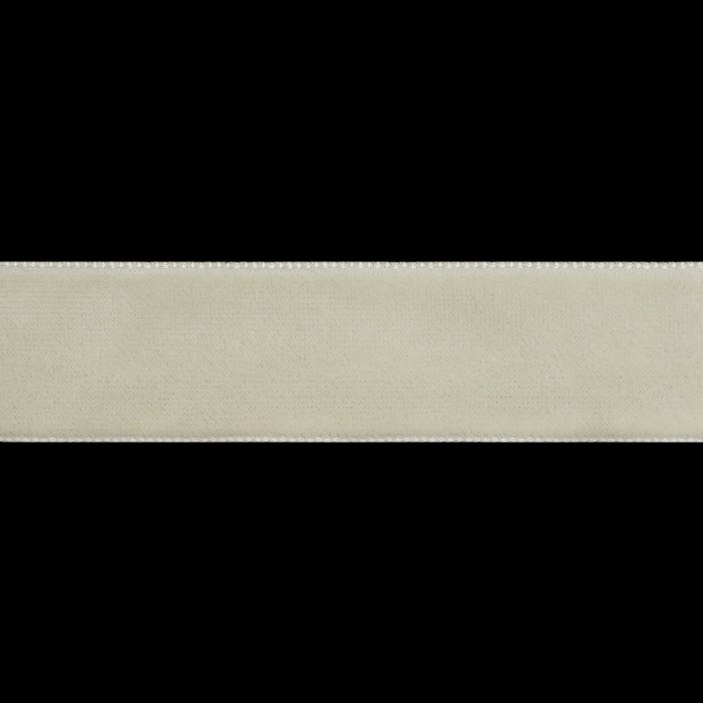 Double Faced Velvet Ribbon Made in Italy - 7/8" - Off-White Folded