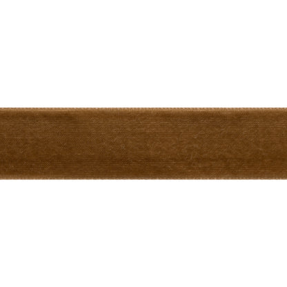 Double Faced Velvet Ribbon Made in Italy - 7/8" - Dark Tan Folded