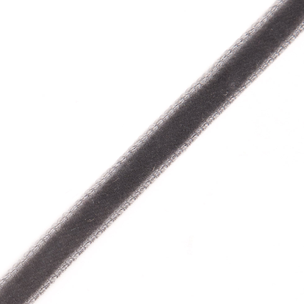 Italian Pewter Single Face Velvet Ribbon - 5mm Detail