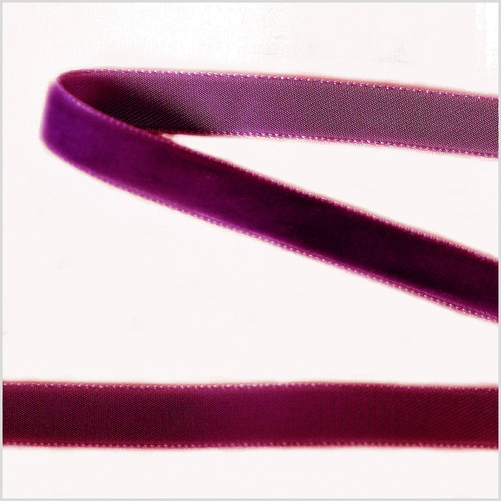 Wine Single Face Velvet Ribbon - 0.375