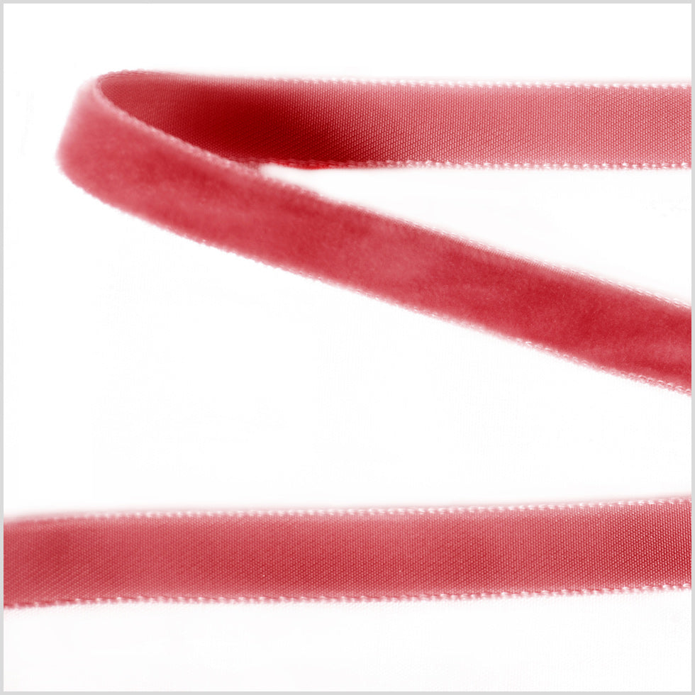 Old Rose Single Face Velvet Ribbon - 0.375"