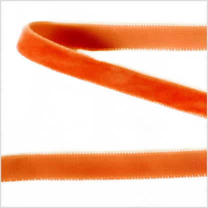 Bright Orange Single Face Velvet Ribbon - 0.375