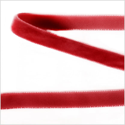 Rouge Red Single Face Velvet Ribbon - 0.375"
