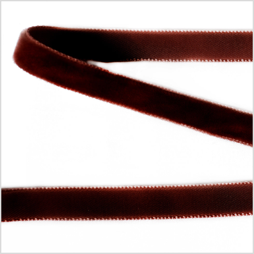 Chocolate Single Face Velvet Ribbon - 0.375"