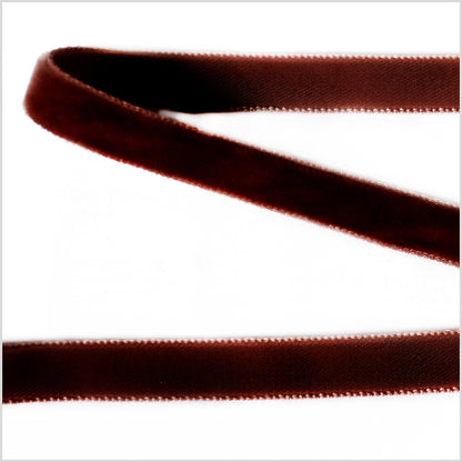 Chocolate Single Face Velvet Ribbon - 0.375"