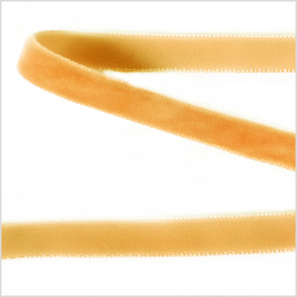 Old Gold Single Face Velvet Ribbon - 0.375