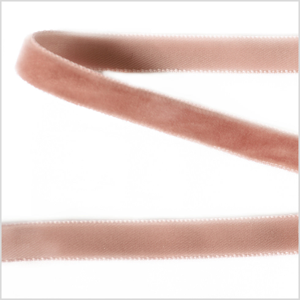 Coffee Single Face Velvet Ribbon - 0.375