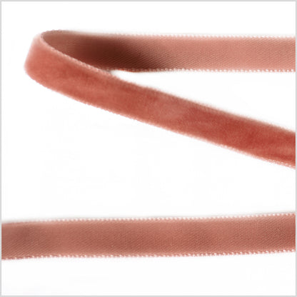 Dark Tan Single Face Velvet Ribbon - 0.375