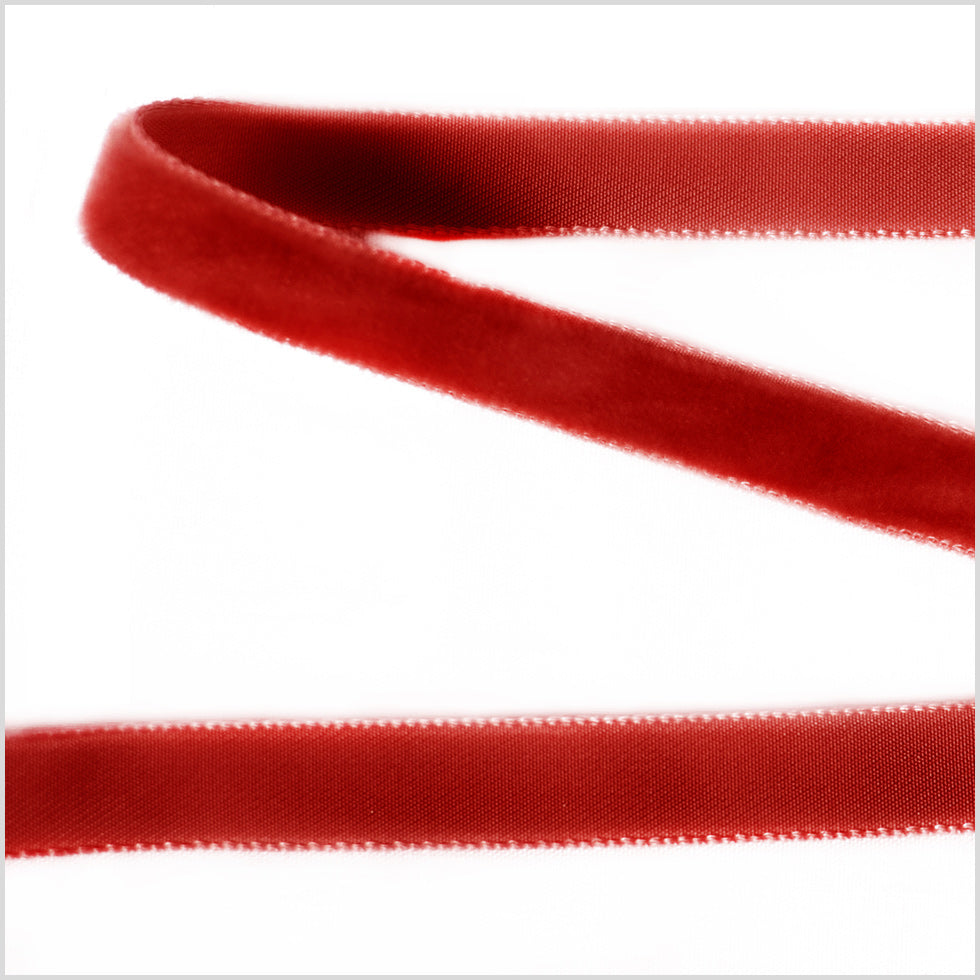 Dark Rust Single Face Velvet Ribbon - 0.375"