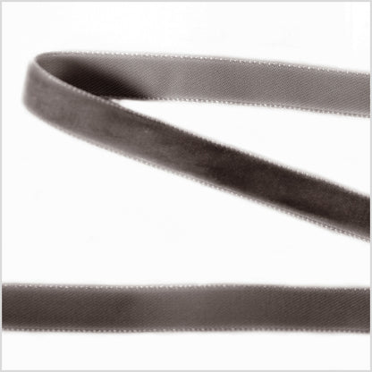 Pewter Single Face Velvet Ribbon - 0.375