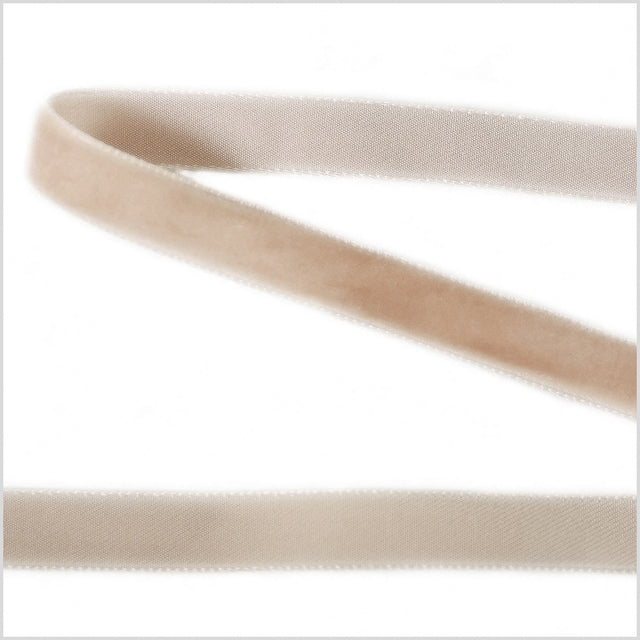 Khaki Single Face Velvet Ribbon - 0.375