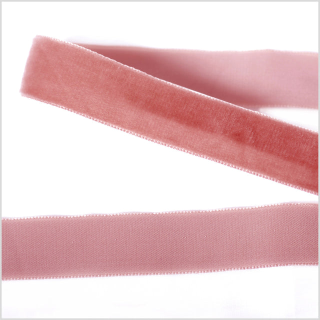 Dark Dusty Rose Single Face Velvet Ribbon - 0.875