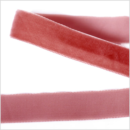 Old Rose Single Face Velvet Ribbon - 0.875"
