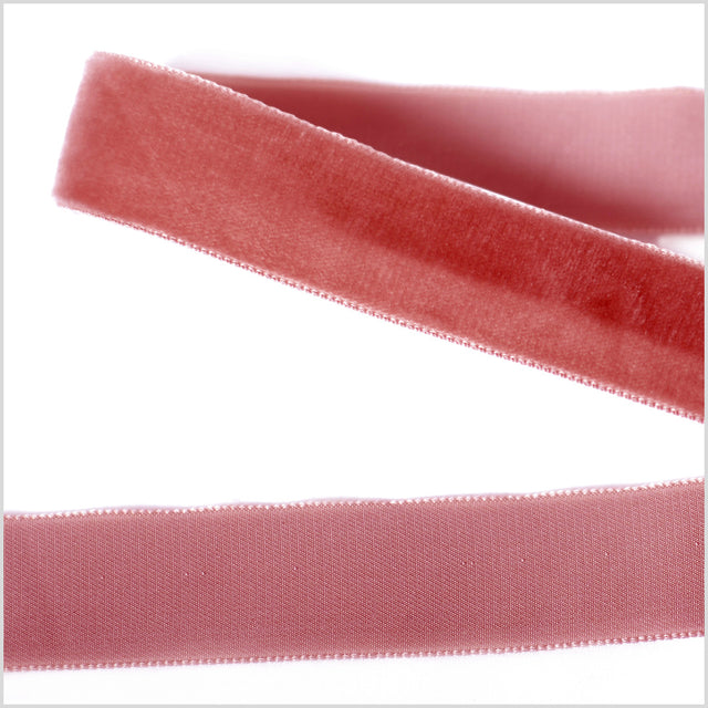 Old Rose Single Face Velvet Ribbon - 0.875"