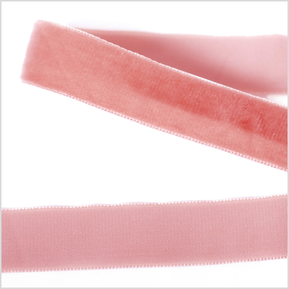 Light Peach Single Face Velvet Ribbon - 0.875