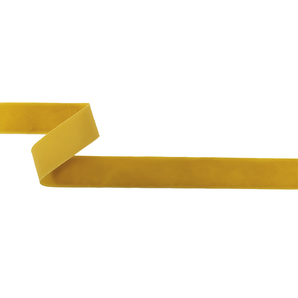 Mustard Single Face Velvet Ribbon - 0.875