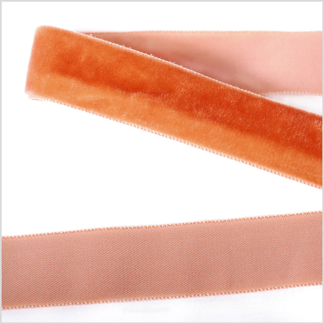 Copper Single Face Velvet Ribbon - 0.875"