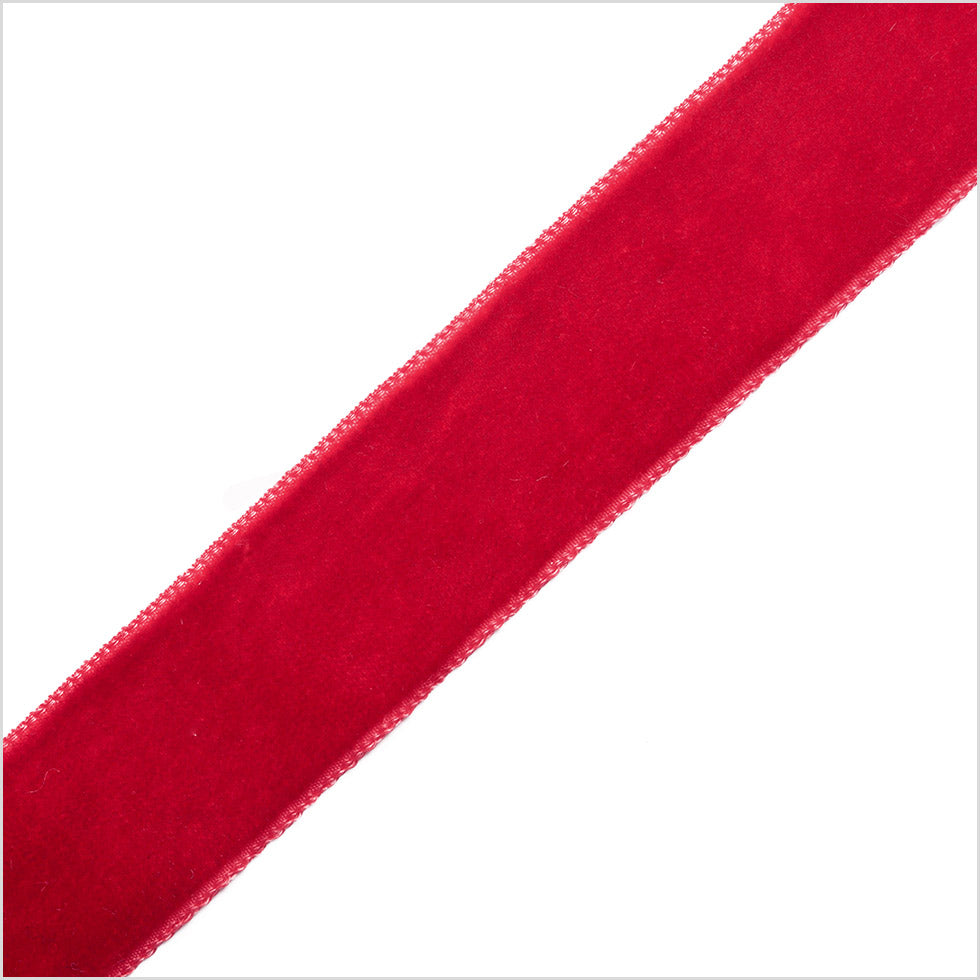 Rouge Red Single Face Velvet Ribbon - 7/8"