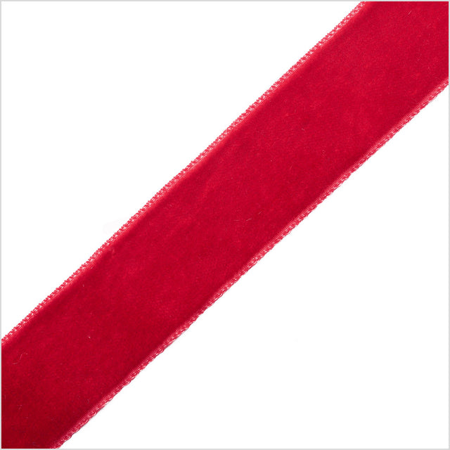 Rouge Red Single Face Velvet Ribbon - 7/8"