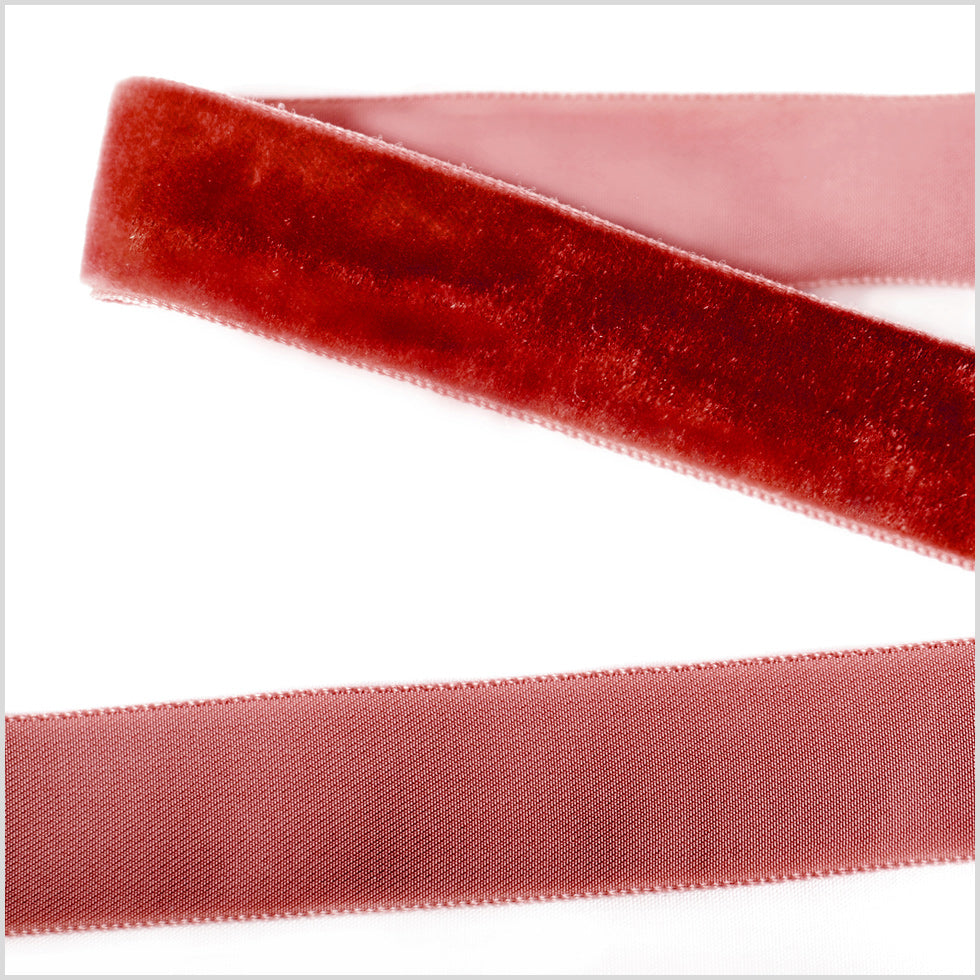 Scarlet Single Face Velvet Ribbon - 0.875"