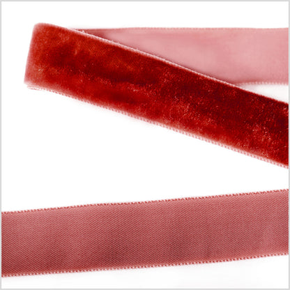 Scarlet Single Face Velvet Ribbon - 0.875"