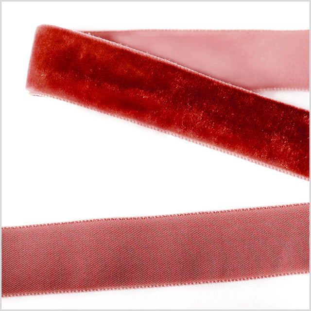 Scarlet Single Face Velvet Ribbon - 0.875"