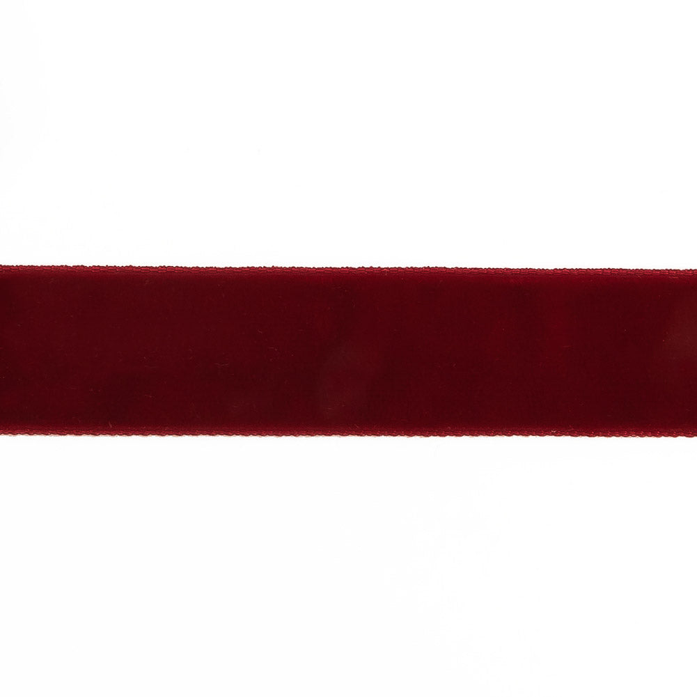 Dark Red Single Face Velvet Ribbon - 7/8 - Detail