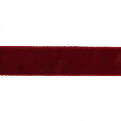 Dark Red Single Face Velvet Ribbon - 7/8 - Detail