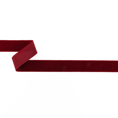 Dark Red Single Face Velvet Ribbon - 7/8